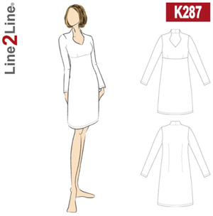 Line2Line snitmønster - K287 Kjole med empiresnit og åben ståkrave